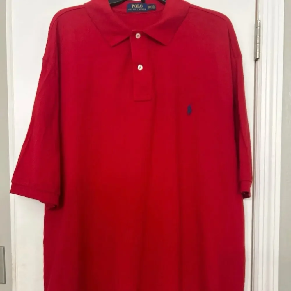 Polo Ralph Lauren Red Cotton Polo Shirt 2XLT Big Tall Classic Preppy Americana